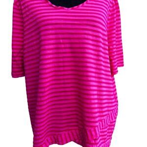 Chico's 3 (L 16) women's pink striped T-shirt, short sleeve